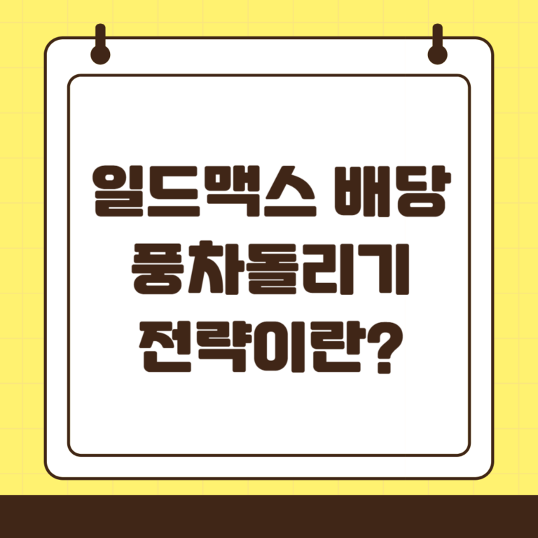 일드맥스 배당 풍차돌리기 방법이란?